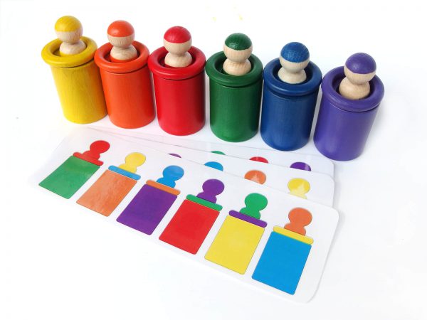 Układanka lewopółkulowa ludziki, sorter kolorów ludziki, układanka Montessori